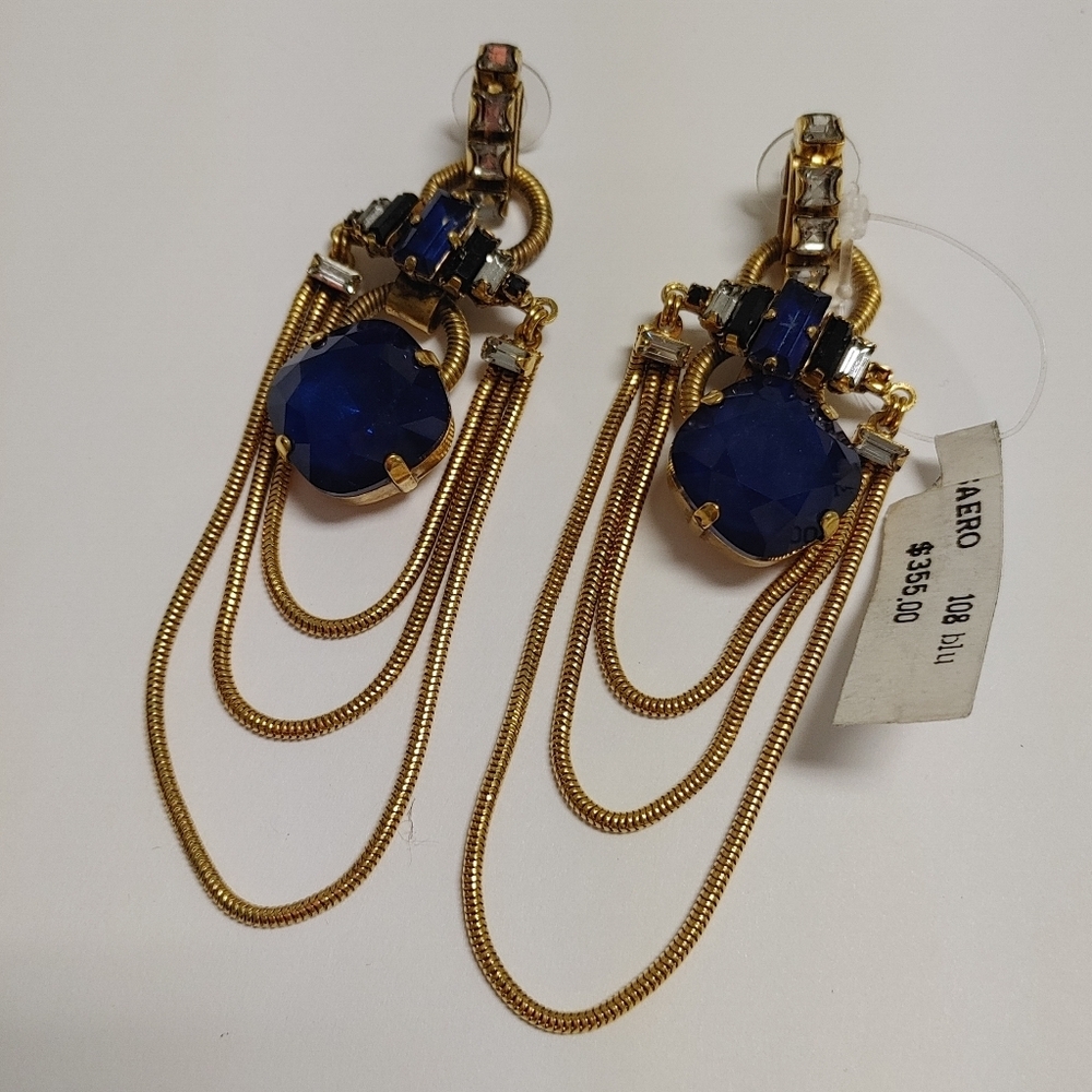 Erickson Beamon Crystal Chain Drop Earrings